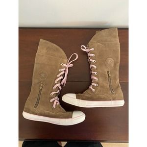 Kid's High Top Converse, Brown Leather, Size 3